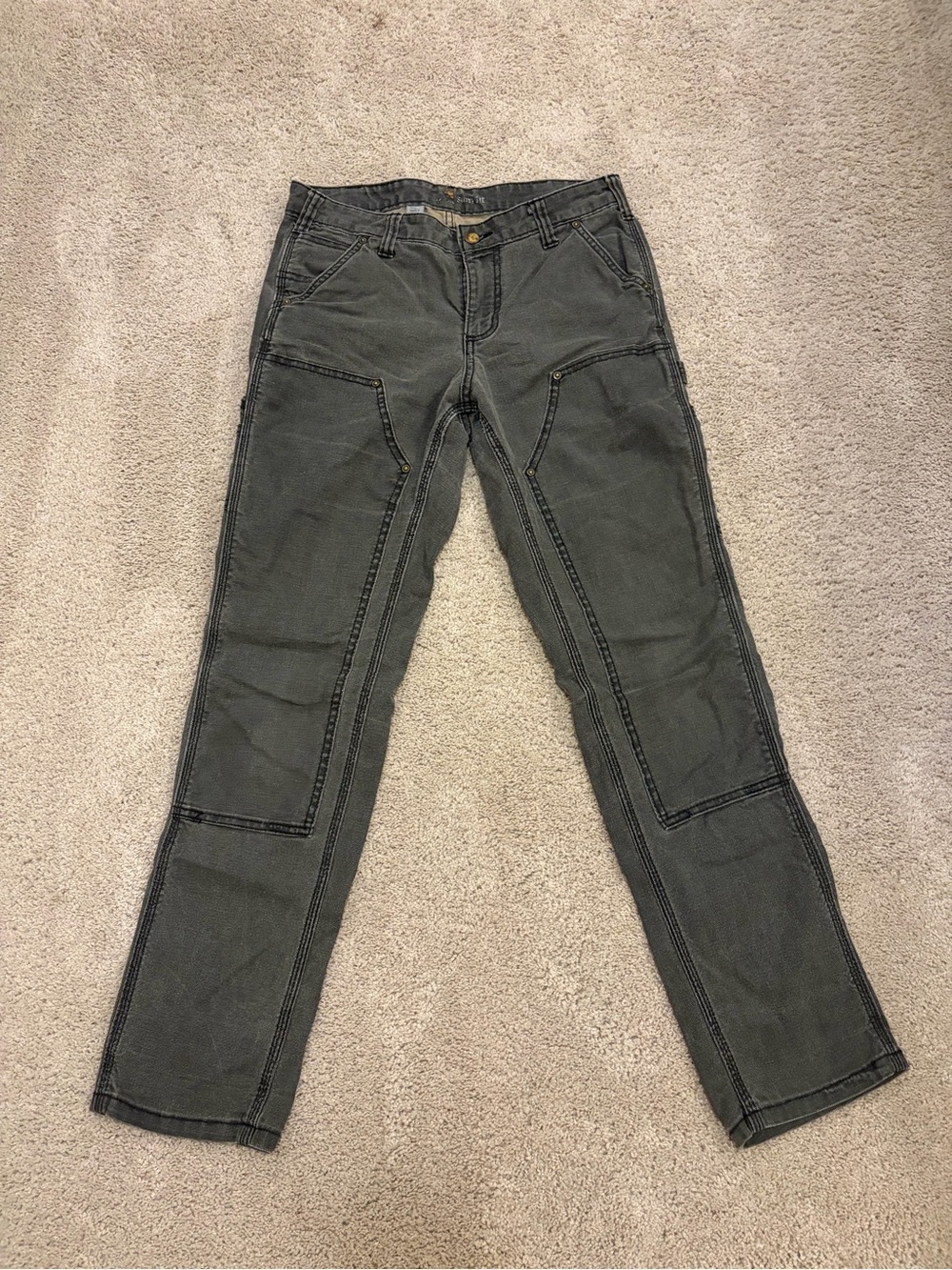 Women's Gray Carhartt Jeans - Classic Workwear Style